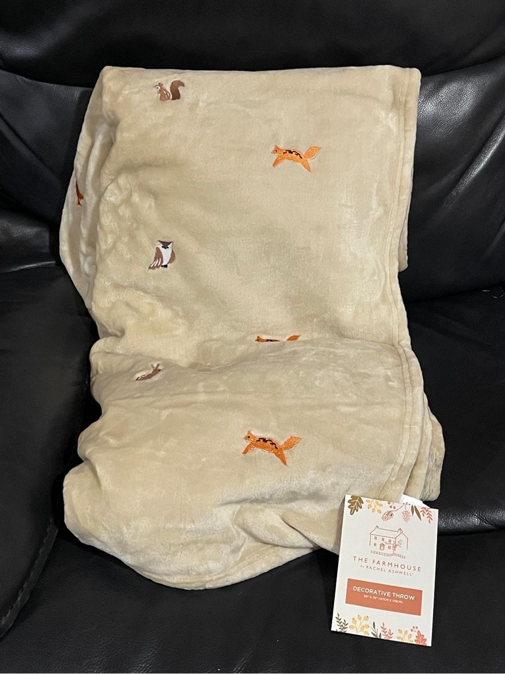 The Farmhouse by Rachel Ashwell Harvest Buddies Embroidery Throw